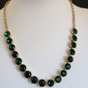 J. Crew Gold Necklace with Emerald Green Crystal Accents